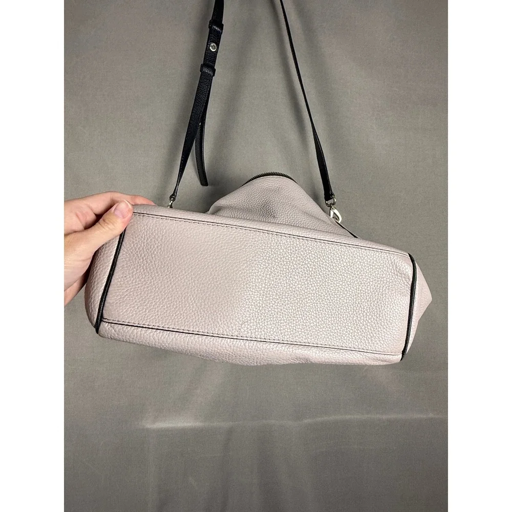 Kate Spade Crossbody Bag Womens Medium Taupe Black Pebbled Leather Hobo Shoulder